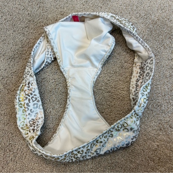 VICTORIA'S Secret white gold metallic leopard print hipster bikini bottoms Sz M - Picture 8 of 9
